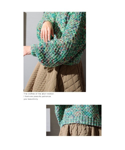 Sawa a la mode(サワアラモード)の「目を惹くカラーリングのざっくり編みニットトップス(ニット/セーター・レディース・グリーン・FREE)」の13枚目の写真
