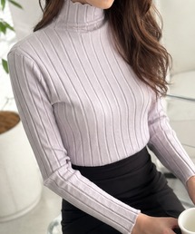 【ロングシーズン着回せる】リピーター多数◎ハーフハイネックリブニット