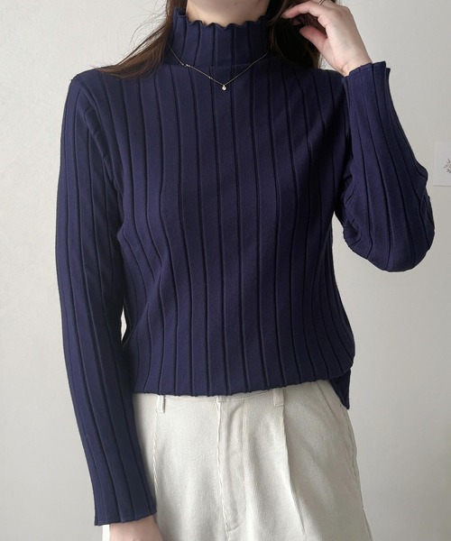 Amulet(アミュレット)の「【ロングシーズン着回せる】リピーター多数◎ハーフハイネックリブニット(ニット/セーター・レディース・ブラック/ピンク/ベージュ/グリーン/ホワイト/イエロー/ブルー/グレー/ボルドー/モカ/ネイビー/パープル・FREE)」の8枚目の写真