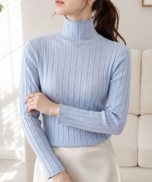 【ロングシーズン着回せる】リピーター多数◎ハーフハイネックリブニット