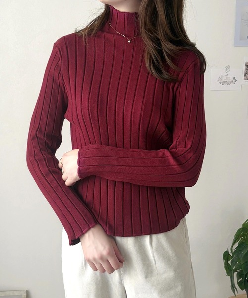 Amulet(アミュレット)の「【ロングシーズン着回せる】リピーター多数◎ハーフハイネックリブニット(ニット/セーター・レディース・ブラック/ピンク/ベージュ/グリーン/ホワイト/イエロー/ブルー/グレー/ボルドー/モカ/ネイビー/パープル・FREE)」の12枚目の写真