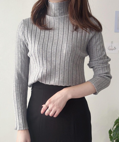 人気アイテム◎ハーフハイネックリブニット（ニット/セーター