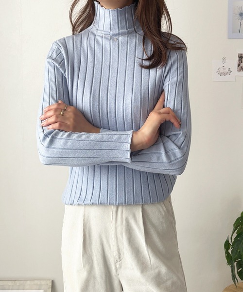 Amulet(アミュレット)の「【ロングシーズン着回せる】リピーター多数◎ハーフハイネックリブニット(ニット/セーター・レディース・ブラック/ピンク/ベージュ/グリーン/ホワイト/イエロー/ブルー/グレー/ボルドー/モカ/ネイビー/パープル・FREE)」の14枚目の写真