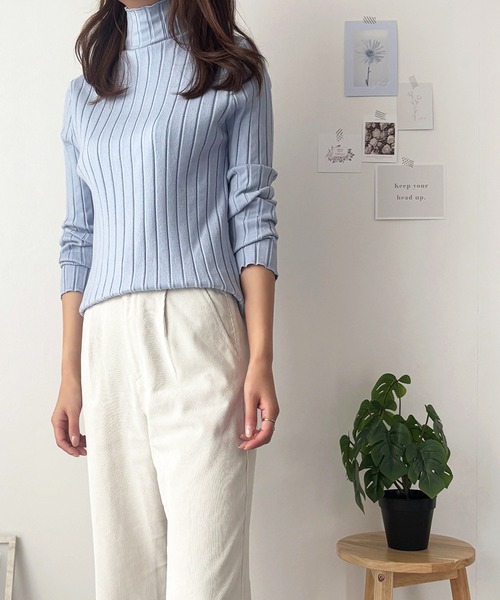 Amulet(アミュレット)の「【ロングシーズン着回せる】リピーター多数◎ハーフハイネックリブニット(ニット/セーター・レディース・ブラック/ピンク/ベージュ/グリーン/ホワイト/イエロー/ブルー/グレー/ボルドー/モカ/ネイビー/パープル・FREE)」の15枚目の写真