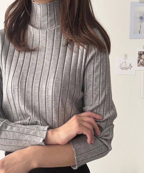 ハーフハイネックリブニット（ニット/セーター）｜Amulet