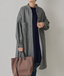[美品]BEARDSLEY ウールライクシャツコートチェック柄 BEARDSLEY（ビアズリー）の「袖口と肩のタックでふんわりボリューム袖