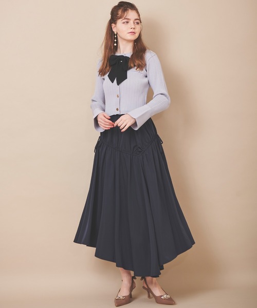 31 Sons de mode（トランテアン　ソン　ドゥ　モード）の「リボン付きクロップドリブカーディガン（カーディガン/ボレロ・レディース・オフホワイト/ネイビー/サックスブルー・36）」の13枚目の写真