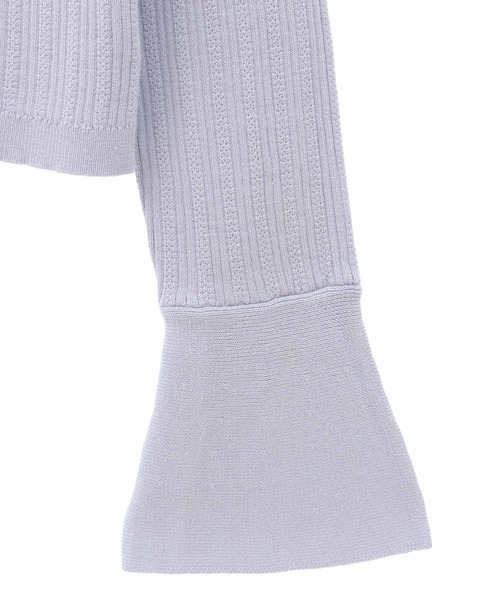 31 Sons de mode（トランテアン　ソン　ドゥ　モード）の「リボン付きクロップドリブカーディガン（カーディガン/ボレロ・レディース・オフホワイト/ネイビー/サックスブルー・36）」の21枚目の写真