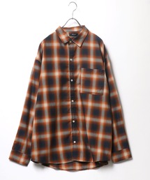 オンブレチェックシャツ/長袖レギュラーカラーシャツ/メンズ レディース ユニセックス