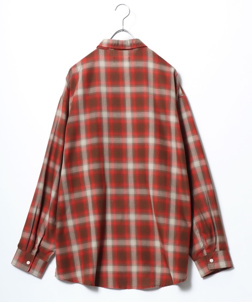 Salong hameu(サロン ハミュー)の「オンブレチェックシャツ メンズ レディース ユニセックス/長袖レギュラーカラーシャツ(シャツ/ブラウス・メンズ・レッド系/ネイビー系/グリーン系/オレンジ系/ブラック系/ブルー系/ブルー系その他/ブラウン/ブラック系その他・M/L/LL)」の14枚目の写真