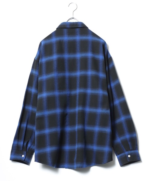 Salong hameu(サロン ハミュー)の「オンブレチェックシャツ メンズ レディース ユニセックス/長袖レギュラーカラーシャツ(シャツ/ブラウス・メンズ・レッド系/ネイビー系/グリーン系/オレンジ系/ブラック系/ブルー系/ブルー系その他/ブラウン/ブラック系その他・M/L/LL)」の16枚目の写真