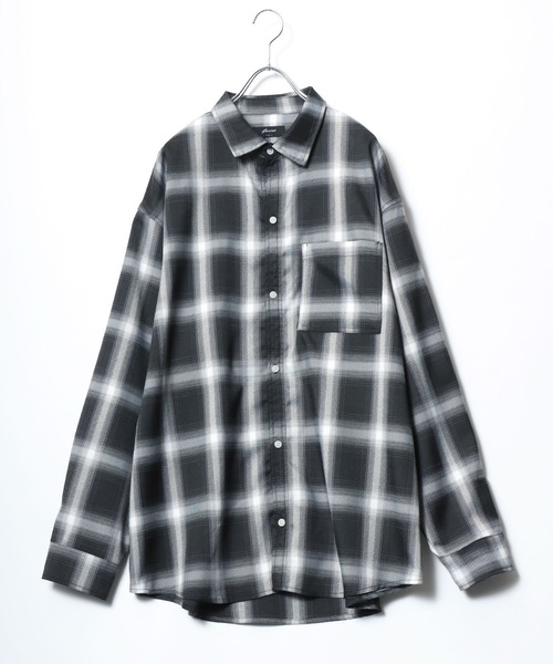 Salong hameu(サロン ハミュー)の「オンブレチェックシャツ メンズ レディース ユニセックス/長袖レギュラーカラーシャツ(シャツ/ブラウス・メンズ・レッド系/ネイビー系/グリーン系/オレンジ系/ブラック系/ブルー系/ブルー系その他/ブラウン/ブラック系その他・M/L/LL)」の11枚目の写真