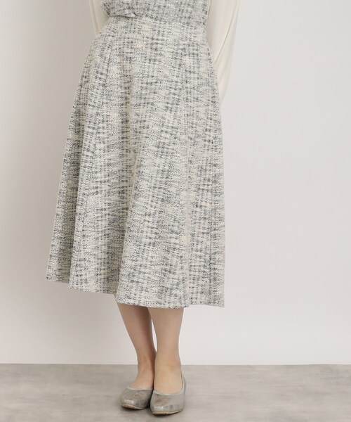 DRESKIP（ドレスキップ）の「◆上品で好印象【セットアップ可】カットツィード フレアスカート（スカート・レディース・ブラック/ホワイト系6/ブラック系3・04/03/02）」の4枚目の写真