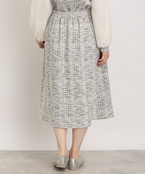 DRESKIP（ドレスキップ）の「◆上品で好印象【セットアップ可】カットツィード フレアスカート（スカート・レディース・ブラック/ホワイト系6/ブラック系3・04/03/02）」の6枚目の写真