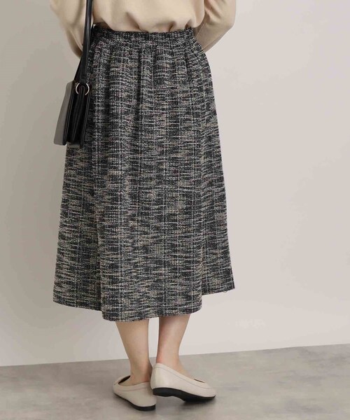 DRESKIP（ドレスキップ）の「◆上品で好印象【セットアップ可】カットツィード フレアスカート（スカート・レディース・ブラック/ホワイト系6/ブラック系3・04/03/02）」の12枚目の写真