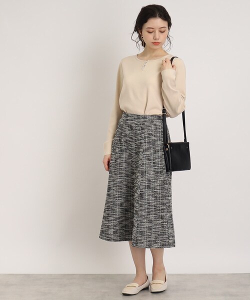 DRESKIP（ドレスキップ）の「◆上品で好印象【セットアップ可】カットツィード フレアスカート（スカート・レディース・ブラック/ホワイト系6/ブラック系3・04/03/02）」の14枚目の写真