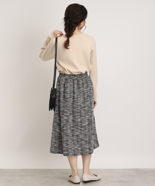 DRESKIP（ドレスキップ）の「◆上品で好印象【セットアップ可】カットツィード フレアスカート（スカート・レディース・ブラック/ホワイト系6/ブラック系3・04/03/02）」の15枚目の写真