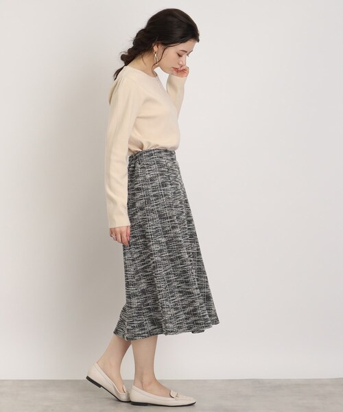DRESKIP（ドレスキップ）の「◆上品で好印象【セットアップ可】カットツィード フレアスカート（スカート・レディース・ブラック/ホワイト系6/ブラック系3・04/03/02）」の16枚目の写真