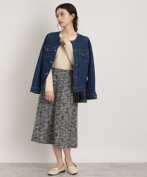 DRESKIP（ドレスキップ）の「◆上品で好印象【セットアップ可】カットツィード フレアスカート（スカート・レディース・ブラック/ホワイト系6/ブラック系3・04/03/02）」の17枚目の写真