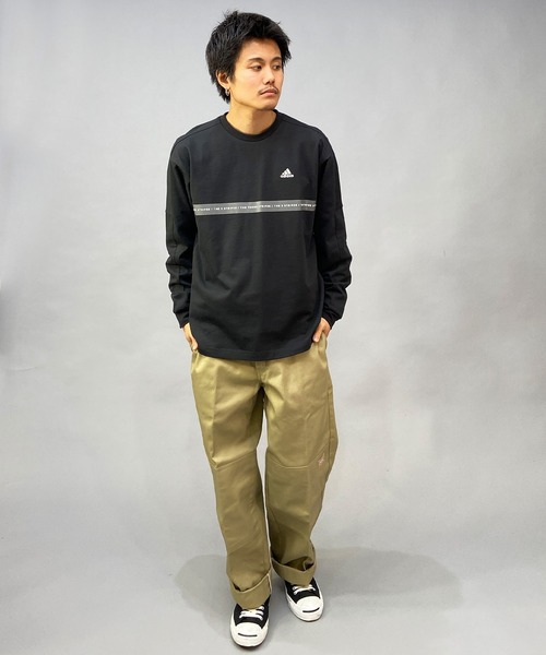 adidas(アディダス)の「adidas/アディダス THREE STRIPES オーバーサイズ バックプリントTシャツ/長袖Tシャツ/ロンT BXF26(Tシャツ/カットソー・メンズ・ベージュ/ホワイト/ブラック・2XL/L/3XL/M/XL)」の18枚目の写真