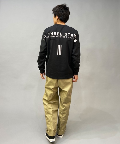 adidas(アディダス)の「adidas/アディダス THREE STRIPES オーバーサイズ バックプリントTシャツ/長袖Tシャツ/ロンT BXF26(Tシャツ/カットソー・メンズ・ベージュ/ホワイト/ブラック・2XL/L/3XL/M/XL)」の20枚目の写真