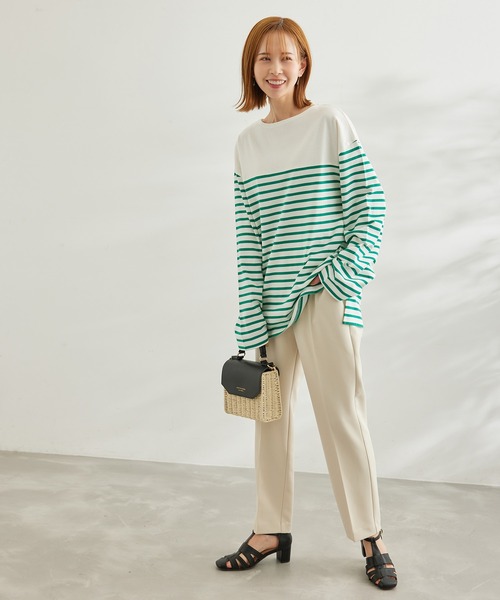 ROPE' PICNIC(ロペピクニック)の「【一部店舗限定】リンクコーデ/パネル切り替えボーダービックTシャツ(Tシャツ/カットソー・レディース・ネイビー/サックスブルー/グリーン/ピンク系その他2・38)」の8枚目の写真