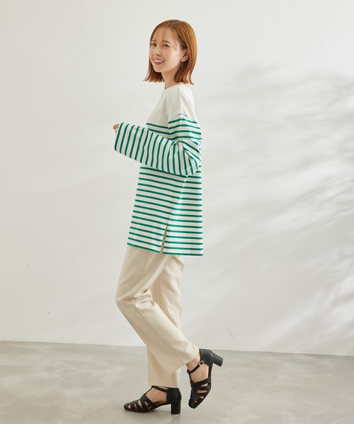 ROPE' PICNIC(ロペピクニック)の「【一部店舗限定】リンクコーデ/パネル切り替えボーダービックTシャツ(Tシャツ/カットソー・レディース・ネイビー/サックスブルー/グリーン/ピンク系その他2・38)」の9枚目の写真