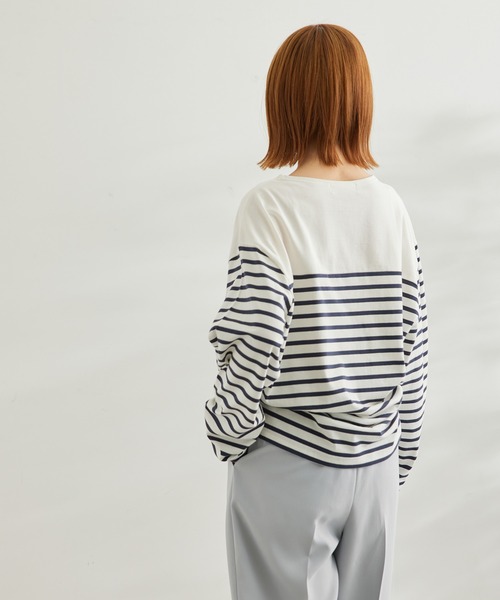 ROPE' PICNIC(ロペピクニック)の「【一部店舗限定】リンクコーデ/パネル切り替えボーダービックTシャツ(Tシャツ/カットソー・レディース・ネイビー/サックスブルー/グリーン/ピンク系その他2・38)」の12枚目の写真