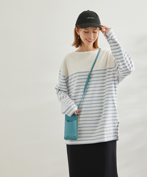 ROPE' PICNIC(ロペピクニック)の「【一部店舗限定】リンクコーデ/パネル切り替えボーダービックTシャツ(Tシャツ/カットソー・レディース・ネイビー/サックスブルー/グリーン/ピンク系その他2・38)」の15枚目の写真