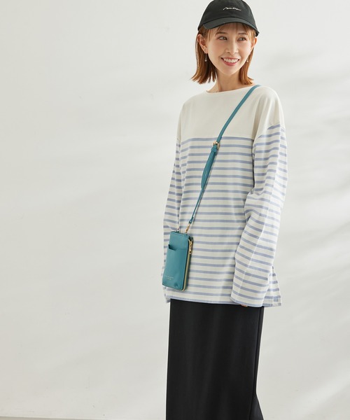 ROPE' PICNIC(ロペピクニック)の「【一部店舗限定】リンクコーデ/パネル切り替えボーダービックTシャツ(Tシャツ/カットソー・レディース・ネイビー/サックスブルー/グリーン/ピンク系その他2・38)」の16枚目の写真