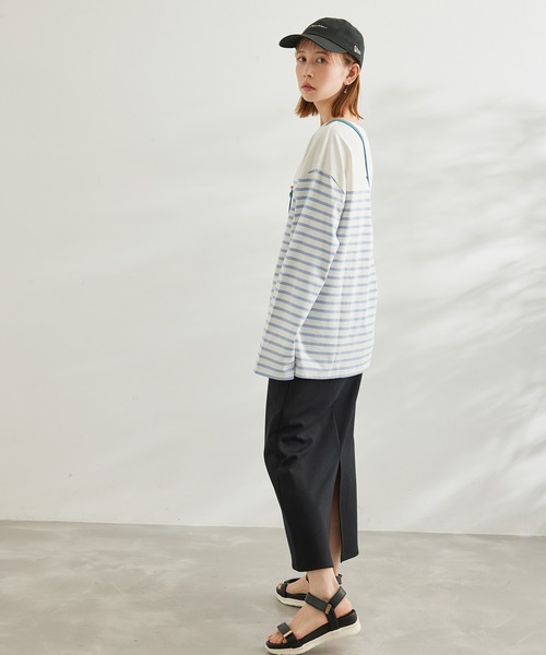 ROPE' PICNIC(ロペピクニック)の「【一部店舗限定】リンクコーデ/パネル切り替えボーダービックTシャツ(Tシャツ/カットソー・レディース・ネイビー/サックスブルー/グリーン/ピンク系その他2・38)」の17枚目の写真