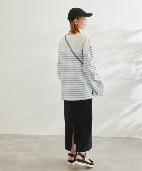 ROPE' PICNIC(ロペピクニック)の「【一部店舗限定】リンクコーデ/パネル切り替えボーダービックTシャツ(Tシャツ/カットソー・レディース・ネイビー/サックスブルー/グリーン/ピンク系その他2・38)」の18枚目の写真