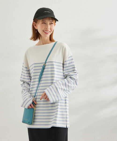 ROPE' PICNIC(ロペピクニック)の「【一部店舗限定】リンクコーデ/パネル切り替えボーダービックTシャツ(Tシャツ/カットソー・レディース・ネイビー/サックスブルー/グリーン/ピンク系その他2・38)」の19枚目の写真