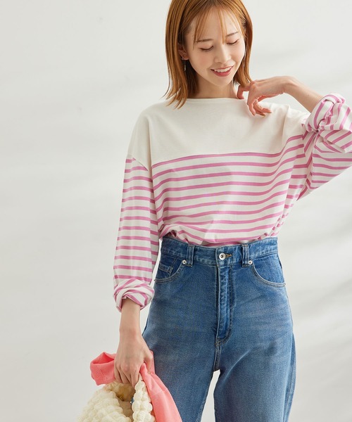 ROPE' PICNIC(ロペピクニック)の「【一部店舗限定】リンクコーデ/パネル切り替えボーダービックTシャツ(Tシャツ/カットソー・レディース・ネイビー/サックスブルー/グリーン/ピンク系その他2・38)」の21枚目の写真