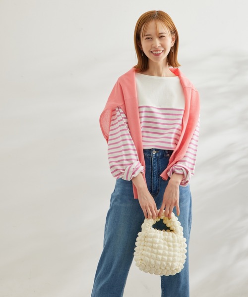 ROPE' PICNIC(ロペピクニック)の「【一部店舗限定】リンクコーデ/パネル切り替えボーダービックTシャツ(Tシャツ/カットソー・レディース・ネイビー/サックスブルー/グリーン/ピンク系その他2・38)」の22枚目の写真