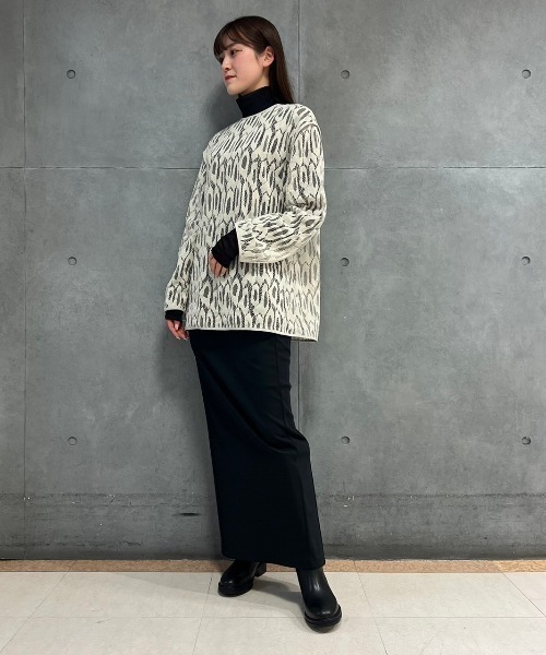 極美品　LE CIEL BLEU 23AW チェックジップマキシ　スカート ル シェル ブルー - LE CIEL BLEU | Check Jacquard Knit