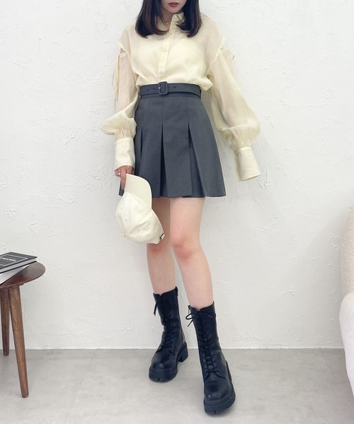 Heather（ヘザー）の「AZATO肩リボンシャツ　194254（シャツ/ブラウス・レディース・オフホワイト/グリーン/ピンク/ネイビー・FREE）」の19枚目の写真