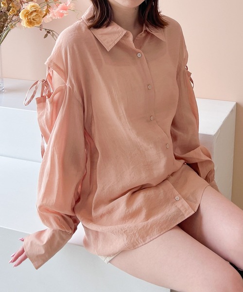 セール】AZATO肩リボンシャツ 194254（シャツ/ブラウス）｜Heather