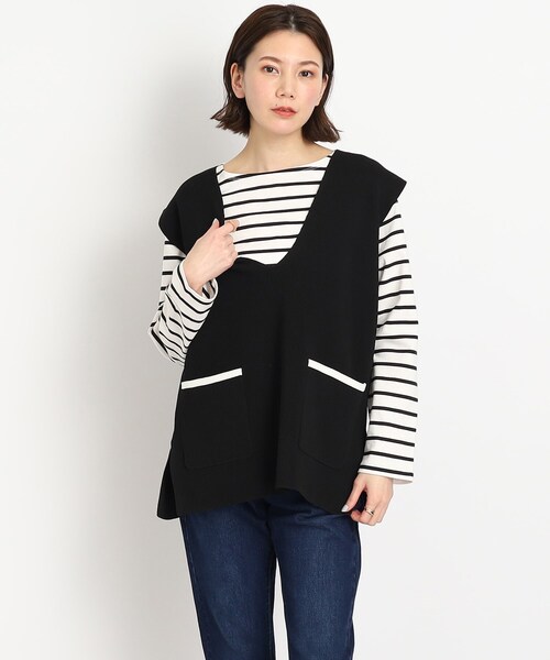 DRESKIP（ドレスキップ）の「◆スポンディッシュVネックニットベスト（ベスト・レディース・ブラック/ライトベージュ/レモンイエロー・00）」の13枚目の写真