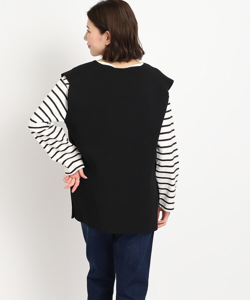 DRESKIP（ドレスキップ）の「◆スポンディッシュVネックニットベスト（ベスト・レディース・ブラック/ライトベージュ/レモンイエロー・00）」の9枚目の写真