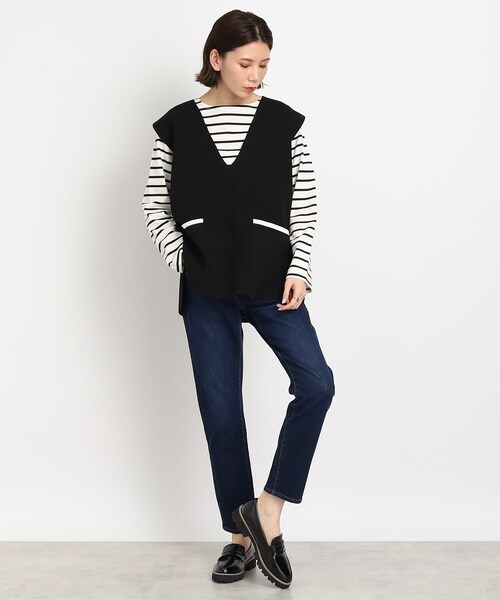 DRESKIP（ドレスキップ）の「◆スポンディッシュVネックニットベスト（ベスト・レディース・ブラック/ライトベージュ/レモンイエロー・00）」の20枚目の写真