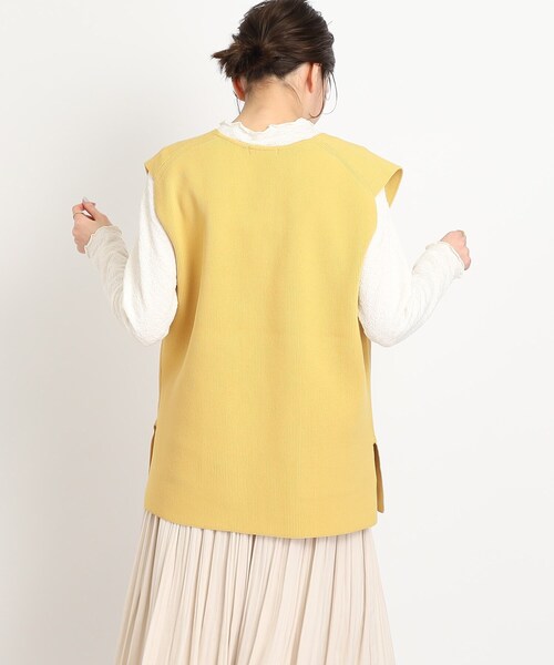 DRESKIP（ドレスキップ）の「◆スポンディッシュVネックニットベスト（ベスト・レディース・ブラック/ライトベージュ/レモンイエロー・00）」の6枚目の写真
