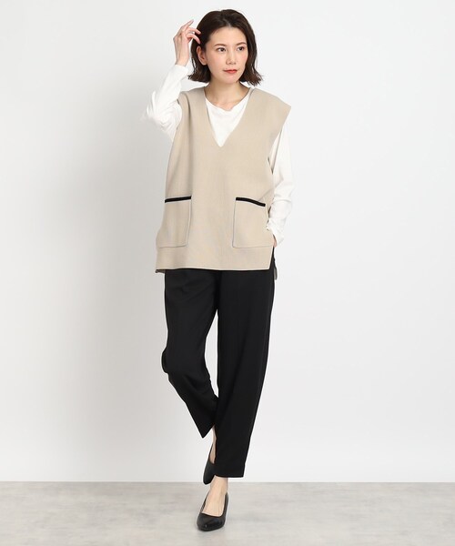 DRESKIP（ドレスキップ）の「◆スポンディッシュVネックニットベスト（ベスト・レディース・ブラック/ライトベージュ/レモンイエロー・00）」の22枚目の写真