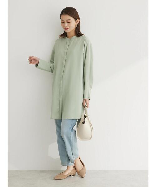 Green　Parks（グリーンパークス）の「ヒヨクボタンシャツチュニック（チュニック・レディース・パープル/オフホワイト/イエロー/グリーン・FREE）」の20枚目の写真