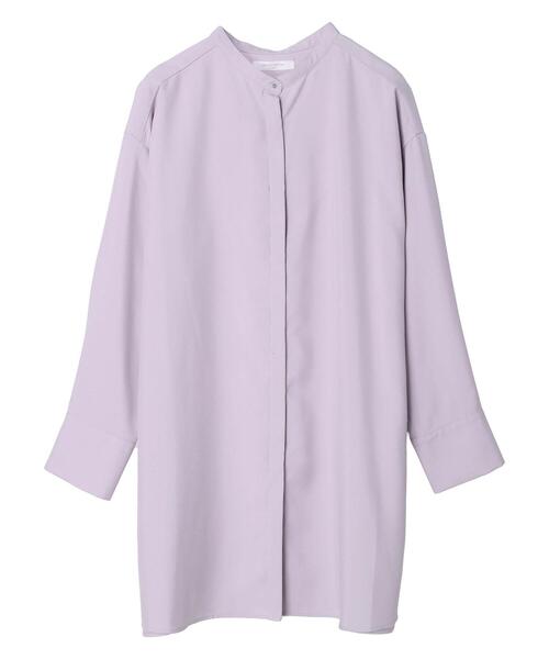 Green　Parks（グリーンパークス）の「ヒヨクボタンシャツチュニック（チュニック・レディース・パープル/オフホワイト/イエロー/グリーン・FREE）」の3枚目の写真