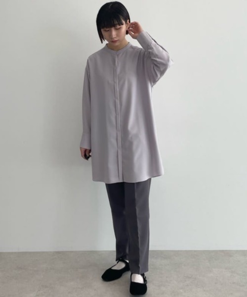 Green　Parks（グリーンパークス）の「ヒヨクボタンシャツチュニック（チュニック・レディース・パープル/オフホワイト/イエロー/グリーン・FREE）」の8枚目の写真