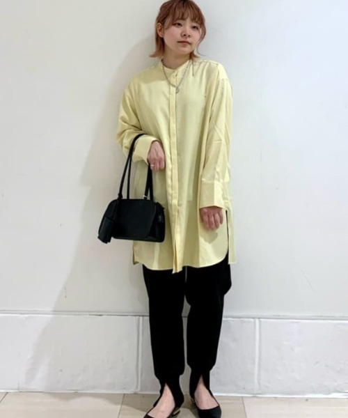 Green　Parks（グリーンパークス）の「ヒヨクボタンシャツチュニック（チュニック・レディース・パープル/オフホワイト/イエロー/グリーン・FREE）」の7枚目の写真