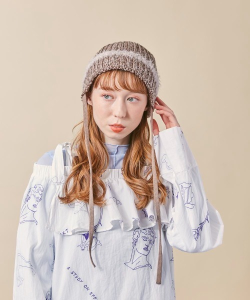 kaorinomori(カオリノモリ)の「kaorinomori アールニット(ニットキャップ/ビーニー・レディース・ブラウン/イエロー・FREE)」の3枚目の写真