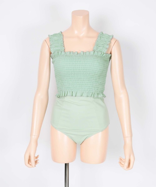SEA DRESS(シードレス)の「シャーリングビスチェビキニ/水着(水着・レディース・ミント/サーモンピンク/ブラック・S/M/L)」の11枚目の写真