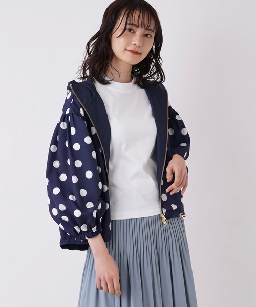 margaux（マルゴー）の「【MARGAUX】フード付ドット柄ジャケット（その他アウター・レディース・ダークネイビー・2）」の4枚目の写真